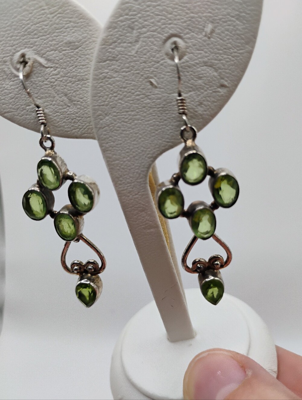 Sterling Silver Peridot Green Drop Earrings - Elegant Women's Jewelry NEW